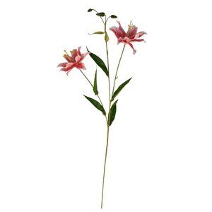 Luxury Artificial Hot Pink Lily Stem 27 Inch | Faux Asiatic Lily with Buds | Sym